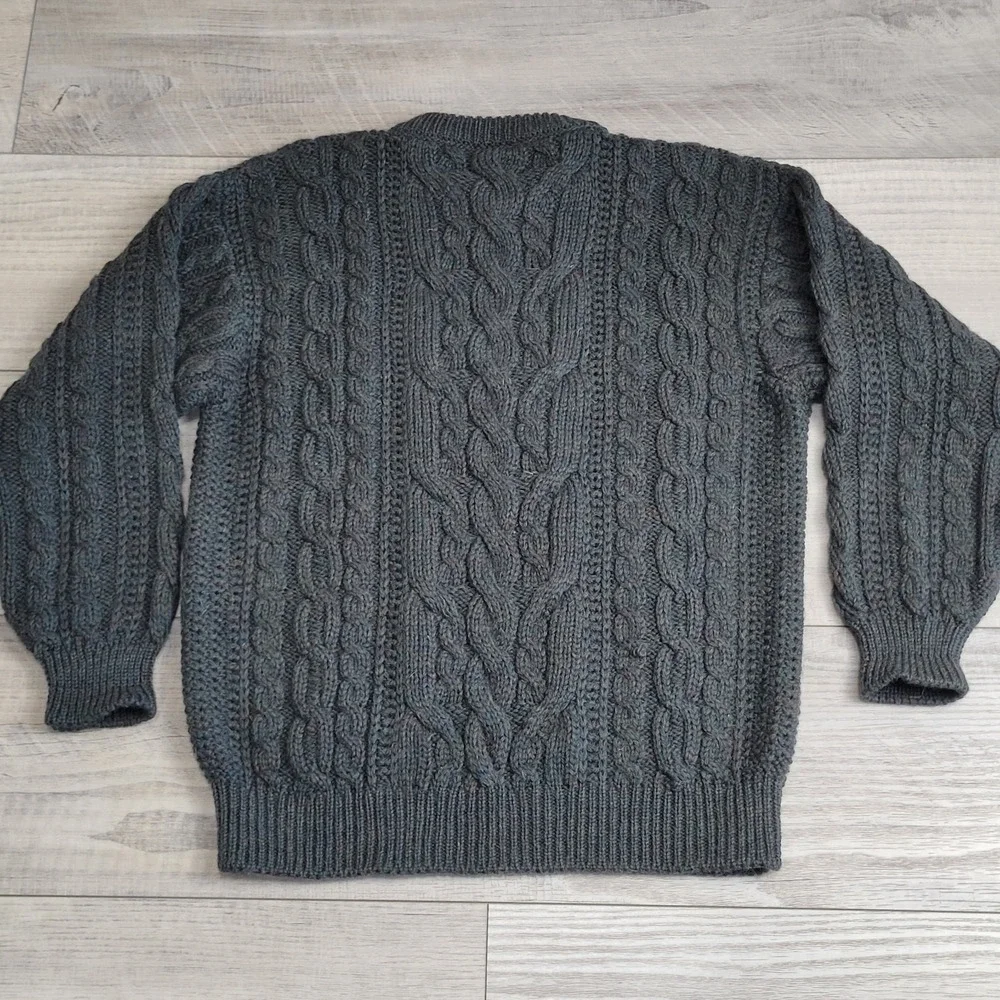 🐑VTG Bonner of Ireland Wool Sweater Mens L Heavy Aran Cable Fisherman Ireland